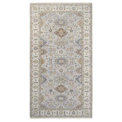 Oversize Gray Karajeh Design Pure Wool Hand Knotted Oriental Rug