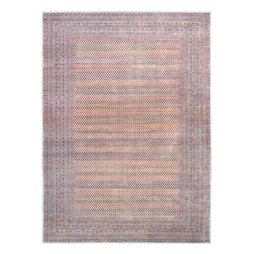 Oversize Colorful Wool And Sari Silk Sarouk Mir Inspired With Small Repetitive Pattern Hand Knotted Oriental Rug