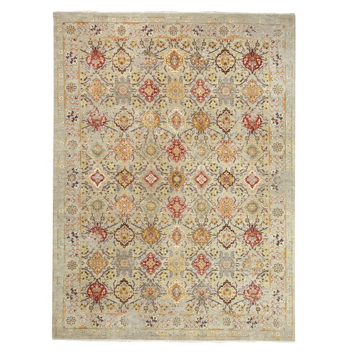 THE SUNSET ROSETTES Wool And Pure Silk Hand Knotted Oriental Rug