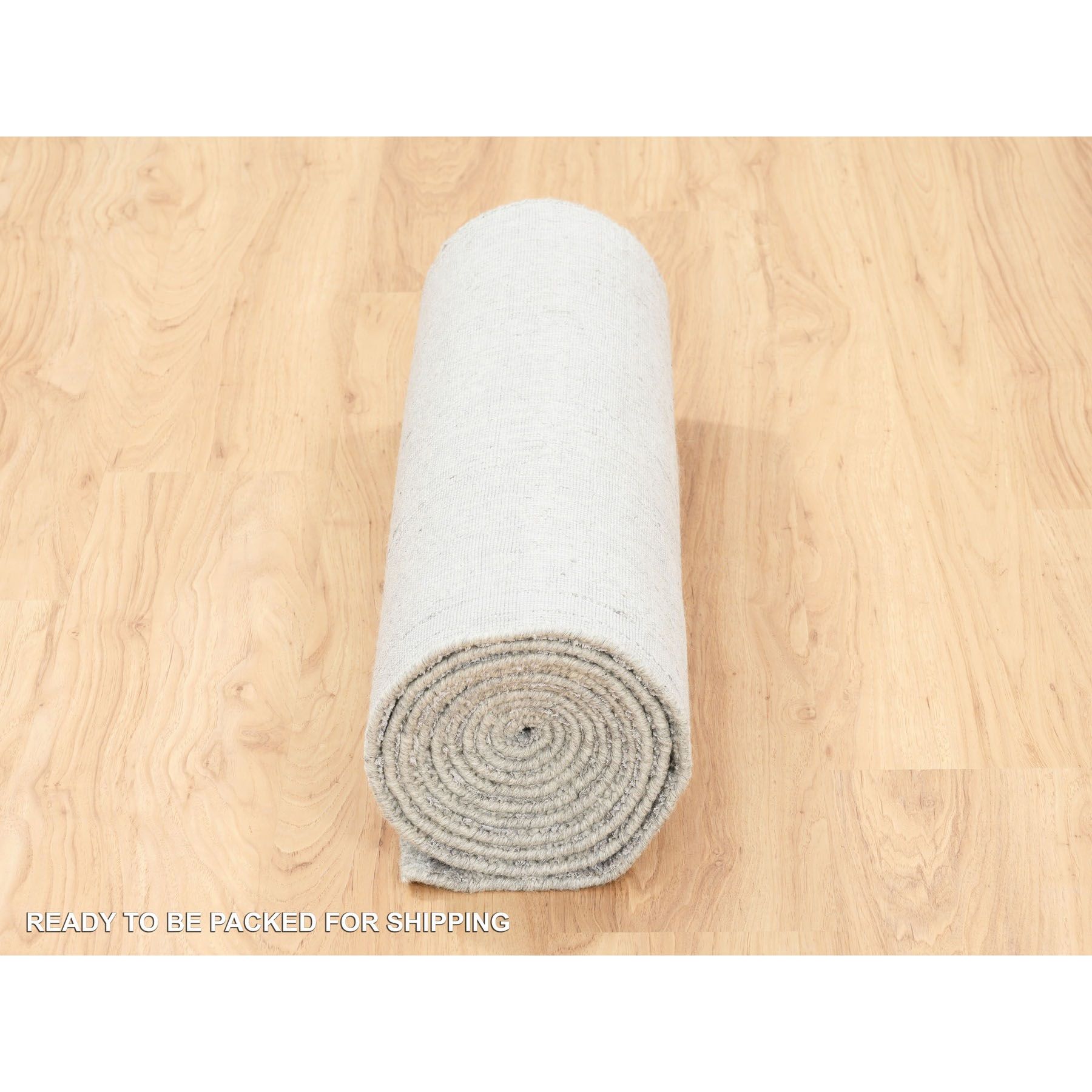 Modern Design Hand Loomed Fine Jacquard Wool and Plant Based Silk Gray