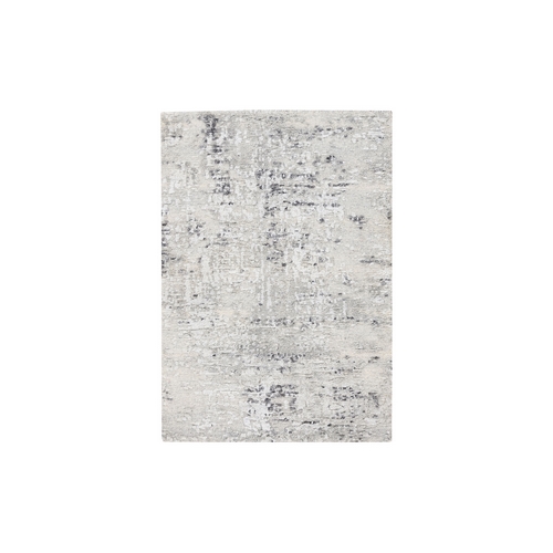 Hand Spun Undyed Natural Wool Modern Hand Knotted Light Gray Oriental Rug Hand Spun Undyed Natural Wool Modern Hand Knotted Light Gray Oriental Rug