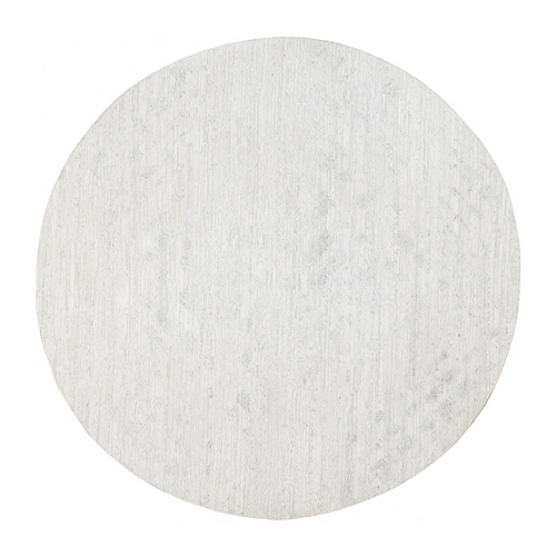 Ivory with Gray Hand Spun Undyed Natural Wool Cut And Loop Pile Modern Hand Knotted Oriental Round Rug