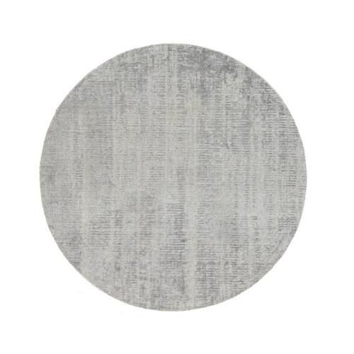 Hand Loomed Wool and Plant Based Silk Gray Tone on Tone
Fine Jacquard Oriental Round Rug