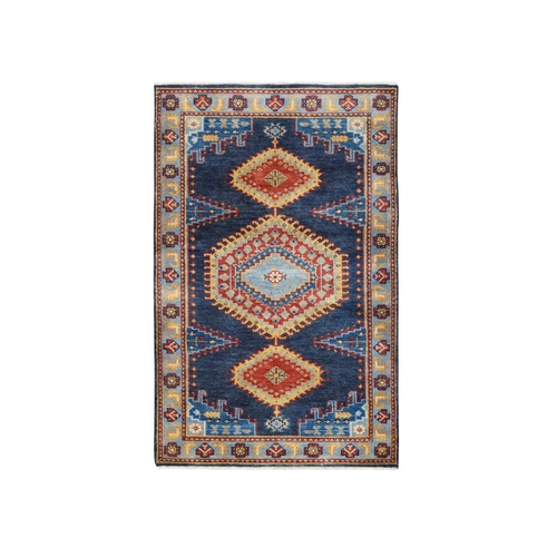 Organic Wool Denim Blue Hand Knotted Persian Viss Design Oriental Rug