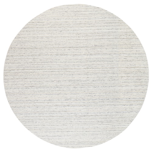 Hand Loomed Undyed Natural Wool Plain Modern Design Light Gray Oriental Round 