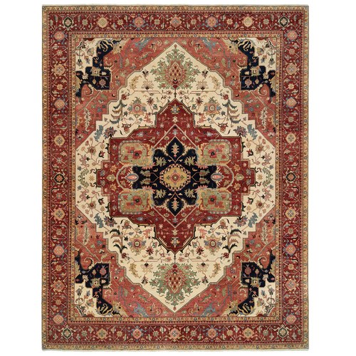 Hand Knotted Beige Antiqued Heriz Re-Creation with Large Medallion Design Soft Pliable Wool Oriental Oversized Rug
