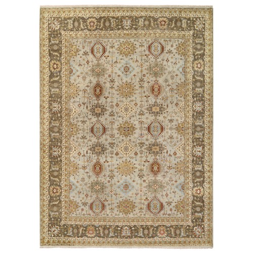 Gray-Brown, Hand Knotted Karajeh Design with Tribal Medallions, Soft Wool, Oversized Oriental Rug