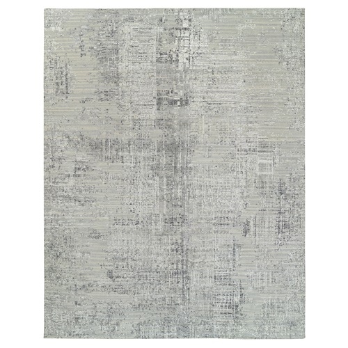 Gray Hand Spun Undyed Natural Wool Modern Hand Knotted Oversized Oriental Rug