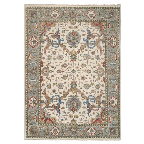 Ivory, Hand Knotted Oushak Design, Supple Collection Pure Wool, Oriental Rug