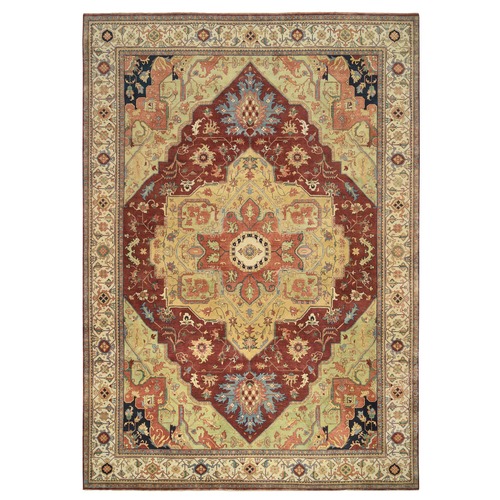 Terracotta Red, Antiqued Fine Heriz Re-Creation, Densely Woven Natural Dyes, Hand Spun Wool Hand Knotted, Oriental Rug