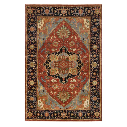 Terracotta Red, Natural Dyes Soft Wool, Hand Knotted Antiqued Fine Heriz, Re-Creation Densely Woven, Oriental 