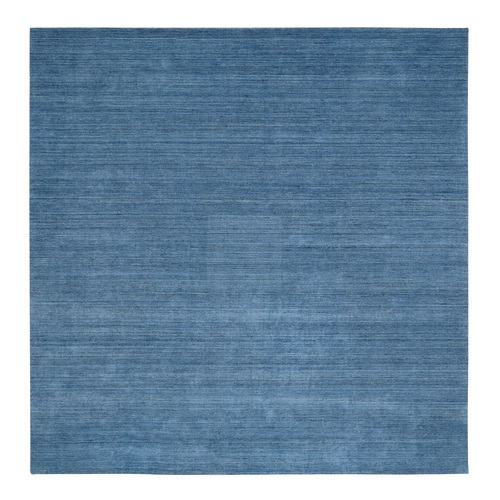 Denim Blue, Tone on Tone, Pure Wool Hand Loomed, Modern Design, Square Oriental 
