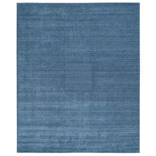 Denim Blue, Modern Design, Tone on Tone, Pure Wool Hand Loomed, Oriental 