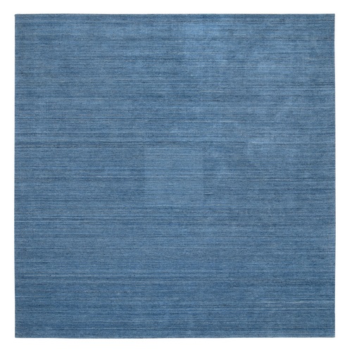 Denim Blue, Modern Design, Tone on Tone, Soft and Plush Wool, Hand Loomed, Square Oriental Rug