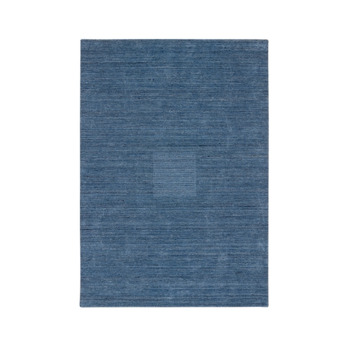 Denim Blue, Hand Loomed, Tone on Tone, Modern Design Soft and Plush Wool, Oriental 
