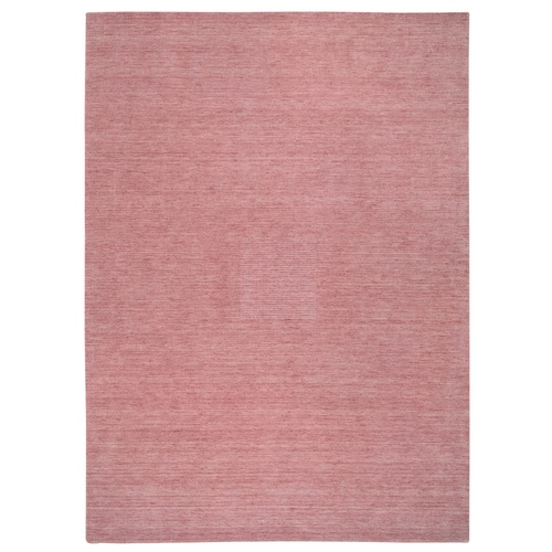 Coral Pink, Modern Design Hand Loomed, Soft, Velvety Plush Wool, Oriental 