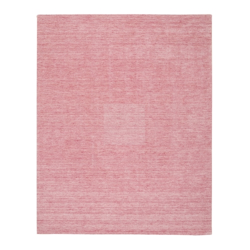 Coral Pink, Modern Design Hand Loomed, Soft, Velvety Plush Wool, Oriental Rug