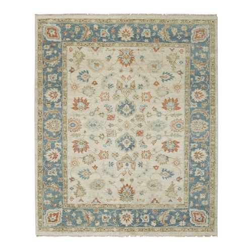Light Cream, Oushak with All Over Floral Design Supple Collection, Thick and Plush Pure Wool Hand Knotted, Oriental Rug