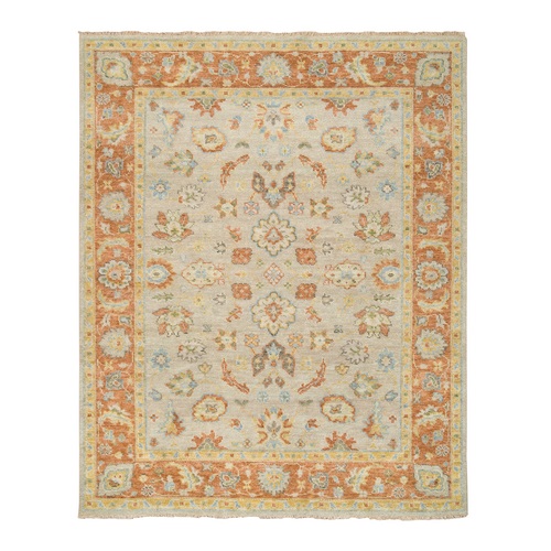 Tan Color, Oushak Design Supple Collection, Thick and Plush Extra Soft Wool Hand Knotted, Oriental Rug