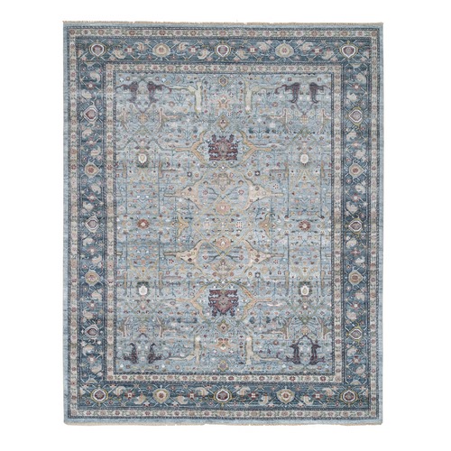 Light Blue, Bidjar Garus Heritage Design with Soft Colors Thick and Plush, Hand Knotted Pure Wool, Oriental Rug