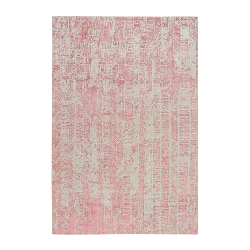 Rose Pink, Wool and Art Silk Jacquard Hand Loomed, All Over Design, Oriental 