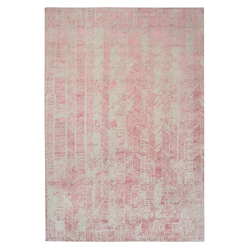 Rose Pink, All Over Design Wool and Art Silk, Jacquard Hand Loomed, Oversized Oriental Rug