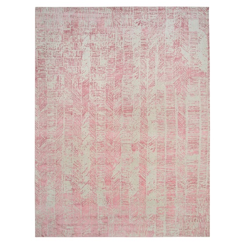 Rose Pink, Jacquard Hand Loomed, All Over Design Wool and Art Silk, Oversized Oriental 