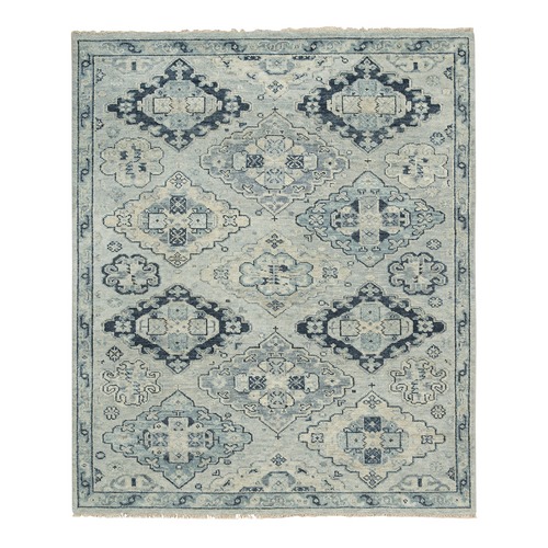 Silver Gray, Hand Knotted Anatolian Design, Supple Collection Thick and Plush Pure Wool, Oriental 