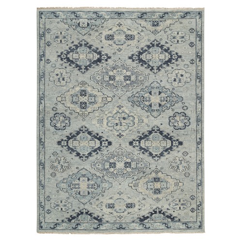 Silver Gray, Thick and Plush Extra Soft Wool Hand Knotted, Anatolian Design Supple Collection, Oriental 