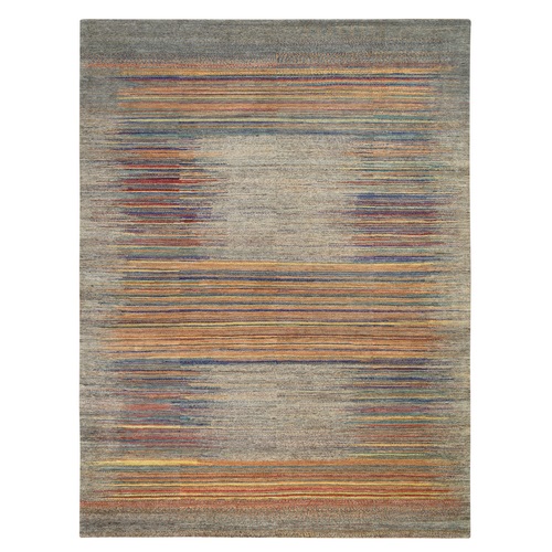 Taupe, Reminiscent of Mazandaran Kilim Design, 100% Wool Hand Knotted, Thick and Plush, Oriental 