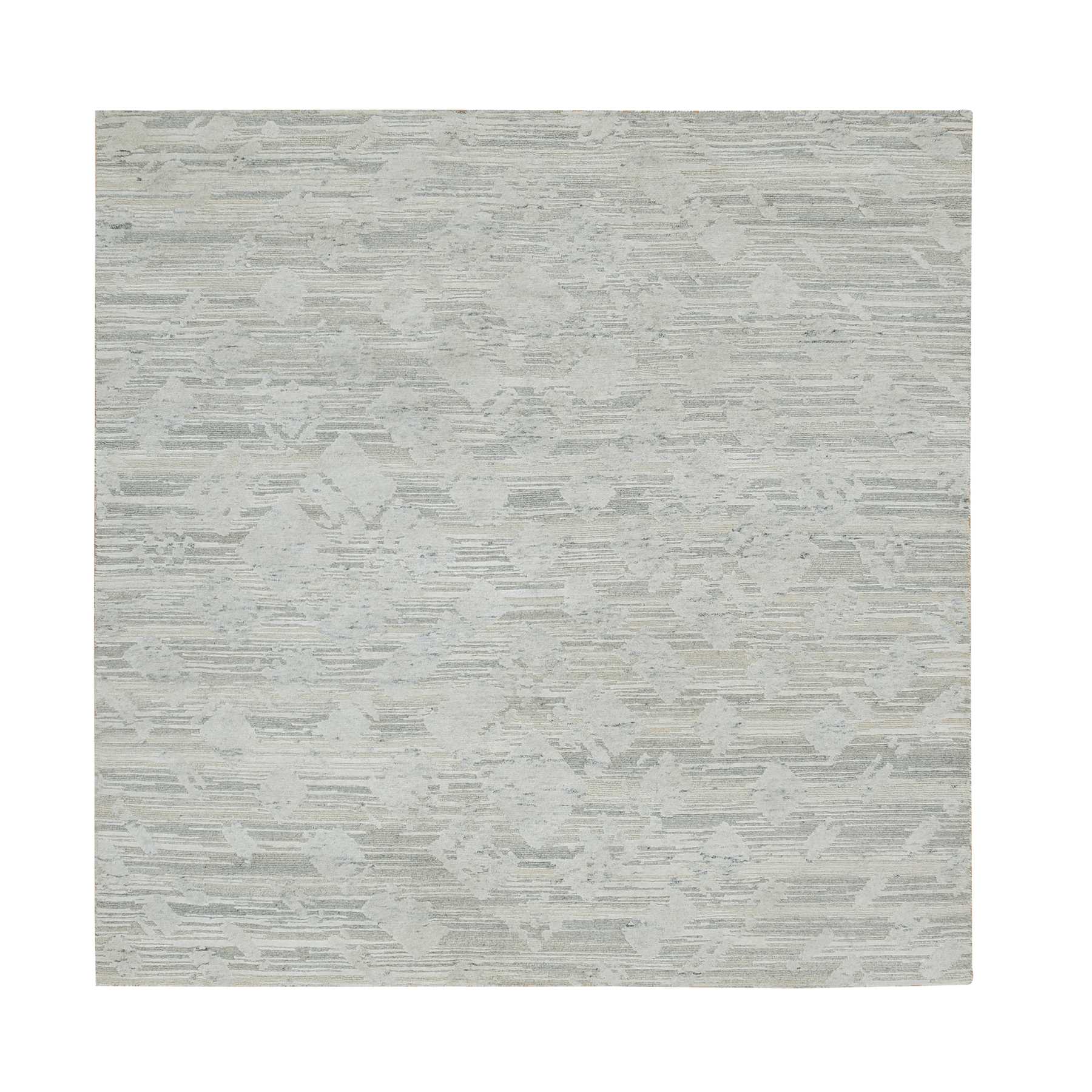 Square Modern Rug Ivory, Modern Design, Hand Knotted, Hand Spun Undyed Natural Wool ...