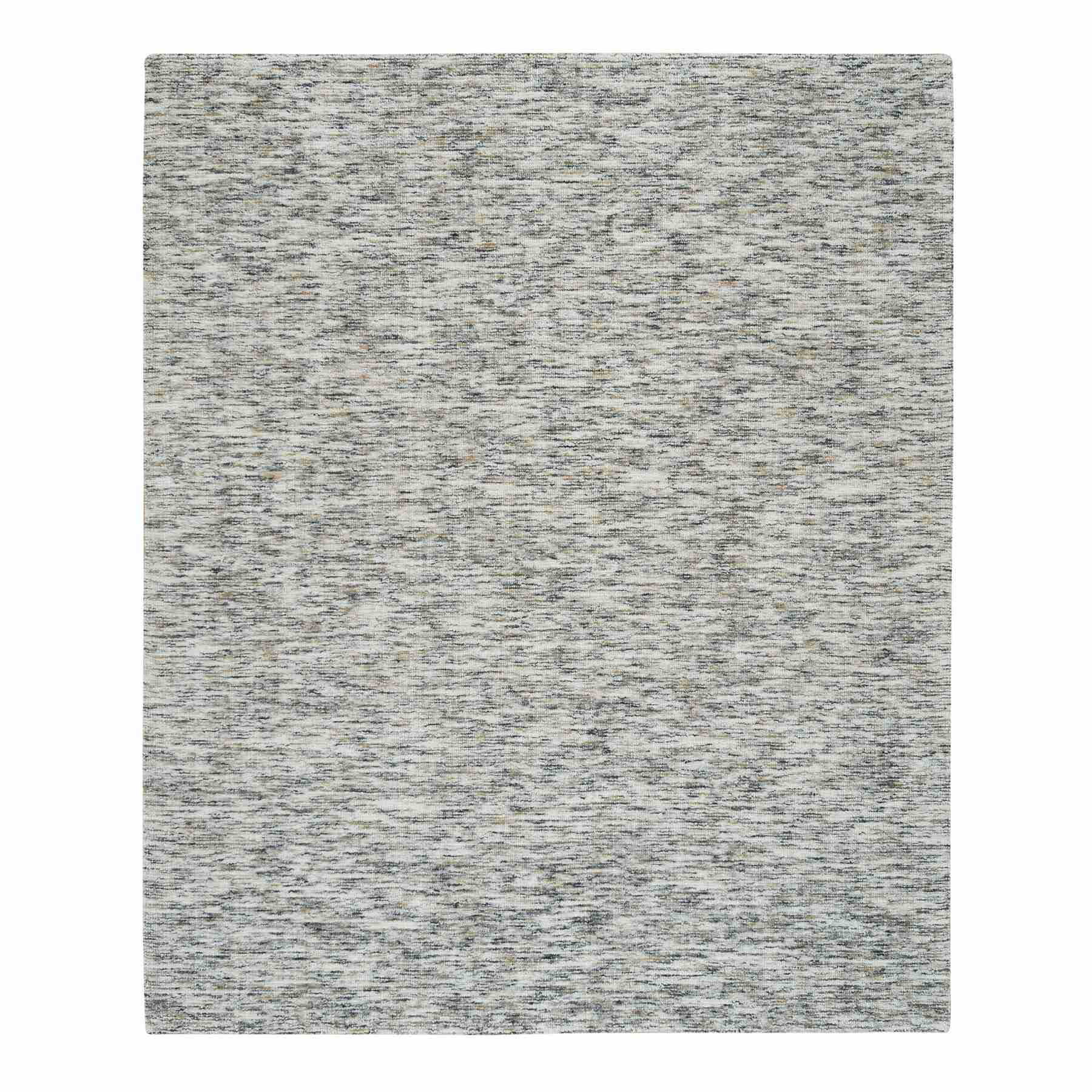 Earth Tone Colors, Pure Wool, Hand Loomed, Modern Striae Design, Soft to the Touch Oriental Rug