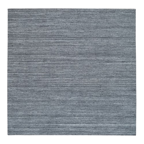 Arsenic Gray, Soft Wool Hand Loomed, Modern Striae Design Soft Pile, Square Oriental Rug