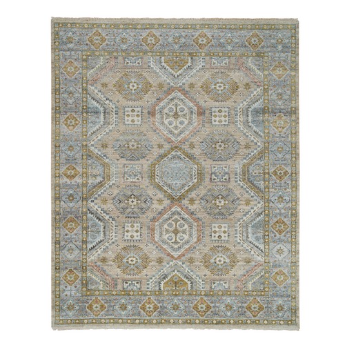 Sand Color, Karajeh Heritage Design Plush and Lush Pile, Pure Wool Hand Knotted, Oriental Rug
