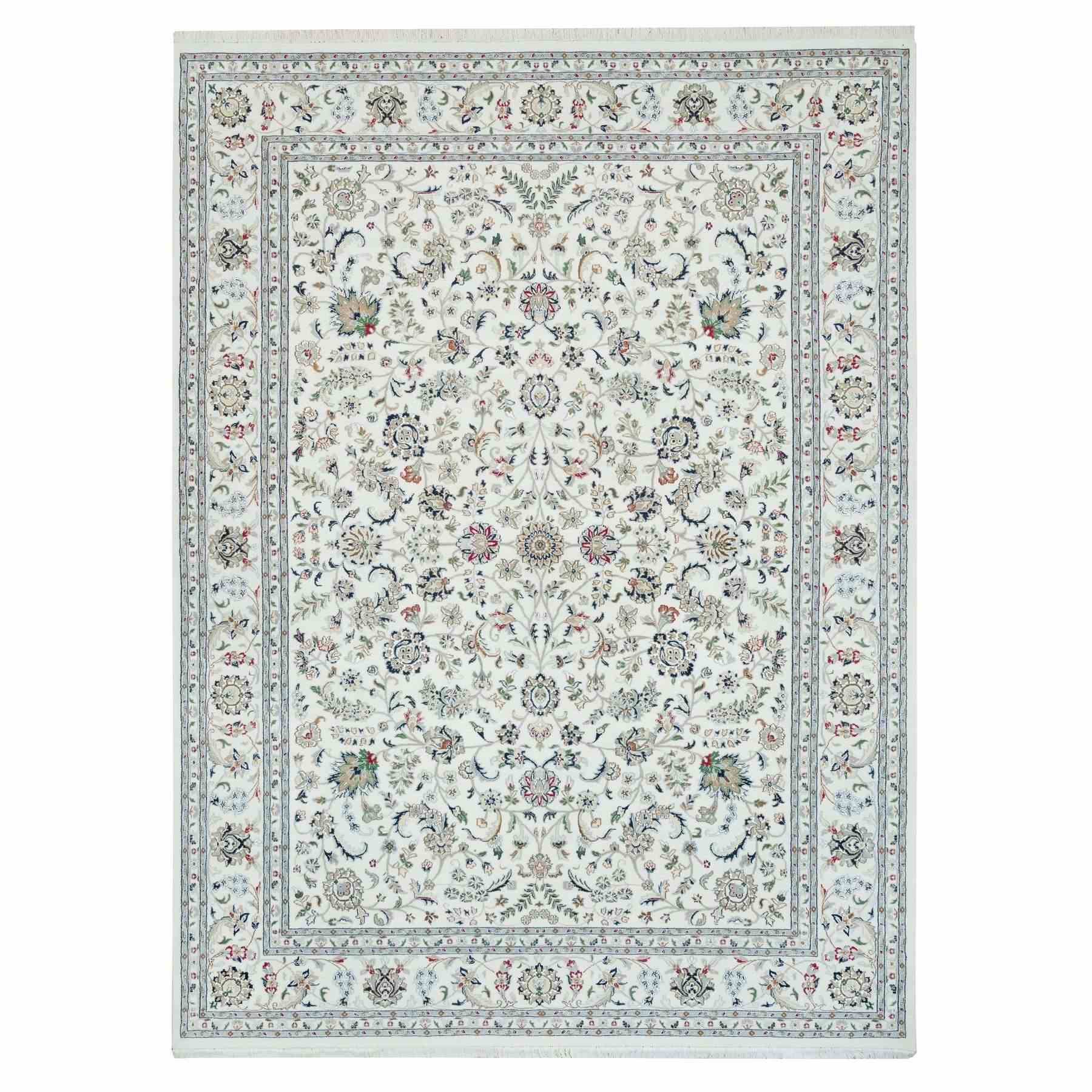 Cream Floral 8X8 Oushak Oriental Square Rug