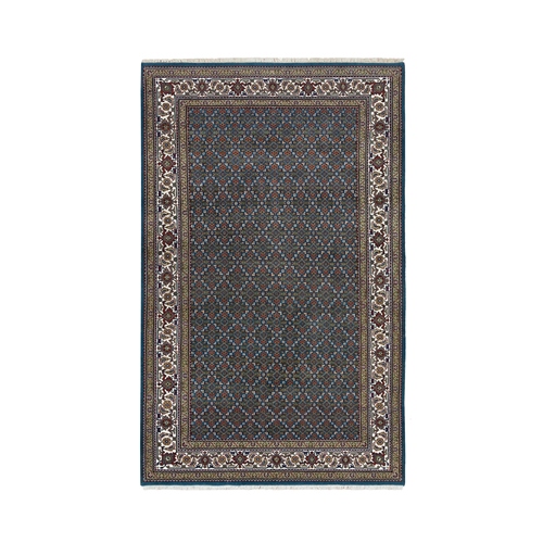 Aegean Blue, 175 KPSI, 100% Wool, Mahi All Over Fish with Criss Cross Design, Hand Knotted, Oriental Rug