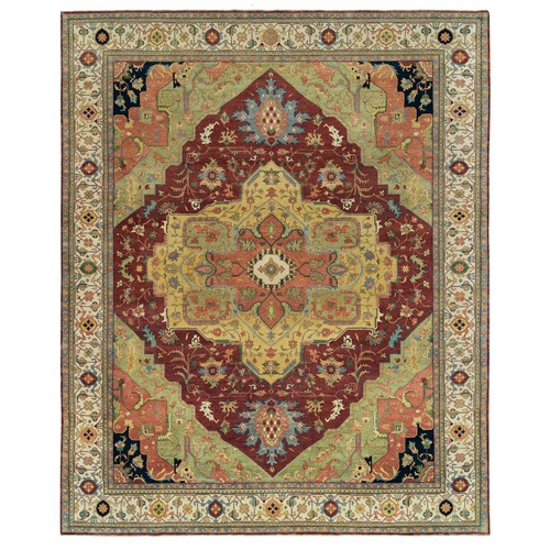 Terracotta Red, Antiqued Fine Heriz Re-Creation, Densely Woven, Natural Dyes, Organic Wool, Hand Knotted, Oversize Oriental Rug