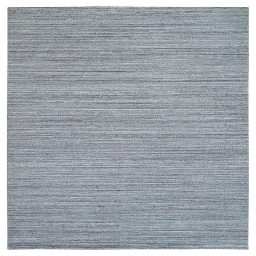 Arsenic Gray, Hand Loomed, Modern Striae Design, Soft and Vibrant Pile, Tone on Tone, Pure Wool, Square Oriental 