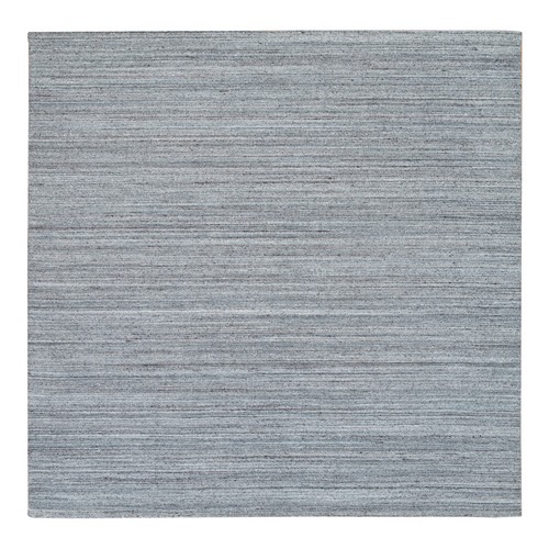 Arsenic Gray, 100% Wool Hand Loomed, Modern Striae Design Soft Pile, Square Oriental 