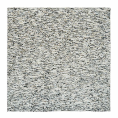 Earth Tone Colors, Modern Striae Design, Soft to the Touch, Organic Wool, Hand Loomed, Square Oriental Rug