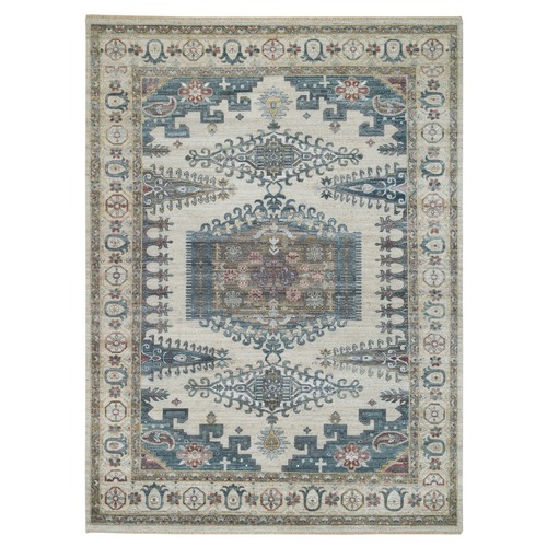 Ivory with Soft Tones, Reimagined Persian Viss Design, Soft Pile, Extra Soft Wool, Hand Knotted, Oriental Rug