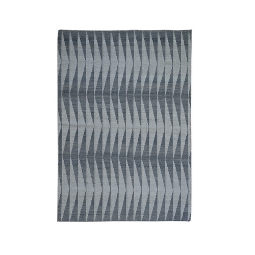 Charcoal Gray Pure Wool Reversible Geometric Design Kilim Flat Weave Hand Woven Oriental Rug 