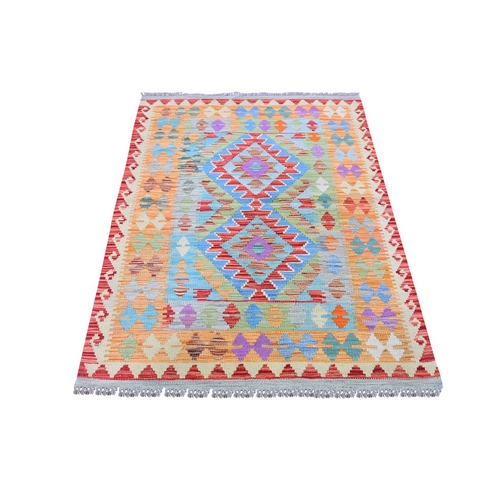 Reversible Flat Weave Afghan Kilim Colorful Geometric Design Natural Wool Hand Woven Oriental 