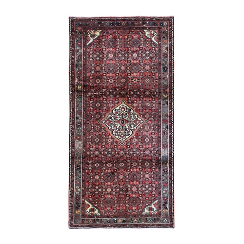 New Persian Hamadan Wide and Long Pure Wool Hand Knotted Light Red Oriental 