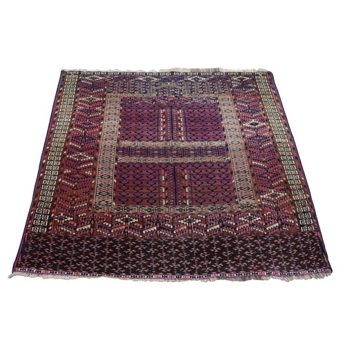 Rust Red Antique Turkoman Tekke Hutchlu Design Hand Knotted Soft and Pliable Wool 300 KPSI Oriental Rug