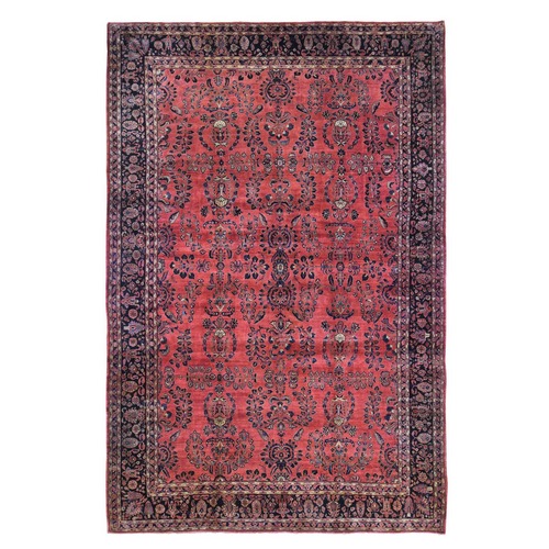Oversized Red Antique Persian Moharajan Sarouk Full Pile and Soft Hand Knotted Oriental 