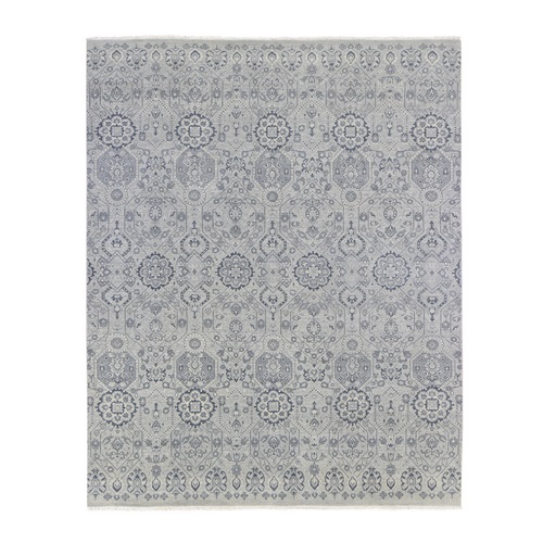 Gray Agra with All Over Design Pure Soft Wool Hand Knotted Extremely Durable Oriental 
