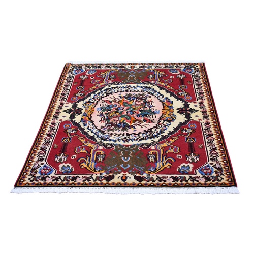 New Persian Karabakh with a Flower Bouquet Hand Knotted Excellent Condition Natural Wool Clean Oriental 
