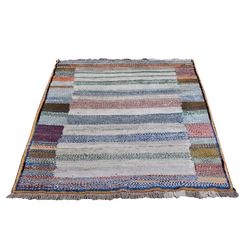 New Persian Gabbeh Organic Wool Multi-color Hand Knotted Oriental Rug 