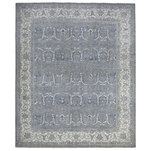 Oversized Silver Washed Bidjar Garus Design Peshawar Pure Wool Hand Knotted Oriental Rug Oversized Silver Washed Bidjar Garus Design Peshawar Pure Wool Hand Knotted Oriental Rug